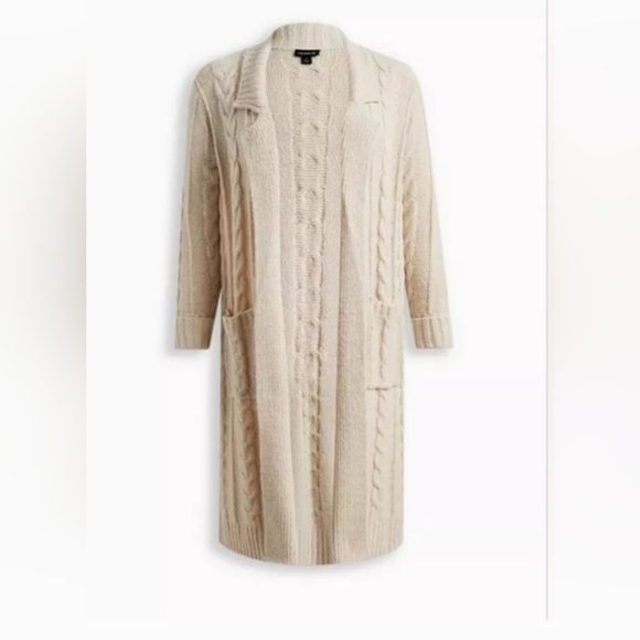 torrid Sweaters - Torrid Chunky Coatigan Cream Cable Knit Sweater Duster Jacket